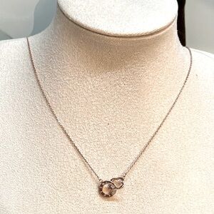 N503 Interlocking Clover and Love Circle Necklace 18K Rose Gold over S925